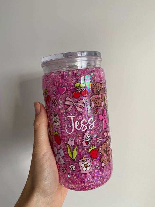 Dark Pink Glitter Tumbler