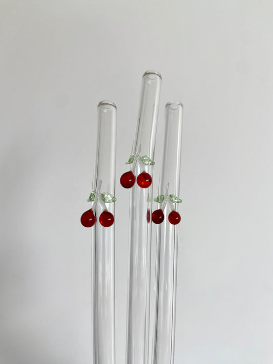 Glass Straw - Cherry